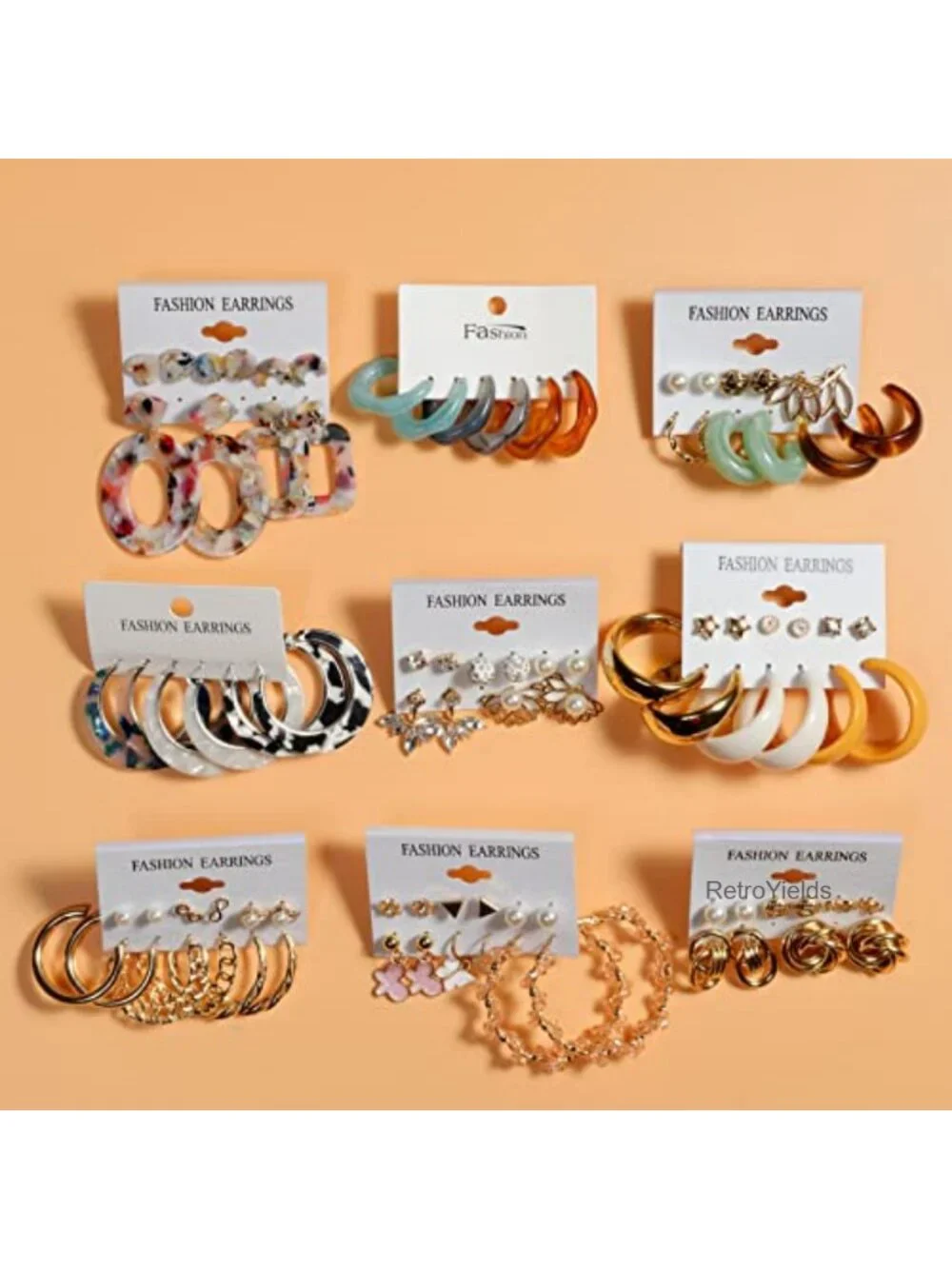 45 Pairs Gold Earrings Set for Women Fashion Dangle Drop Stud Earrings